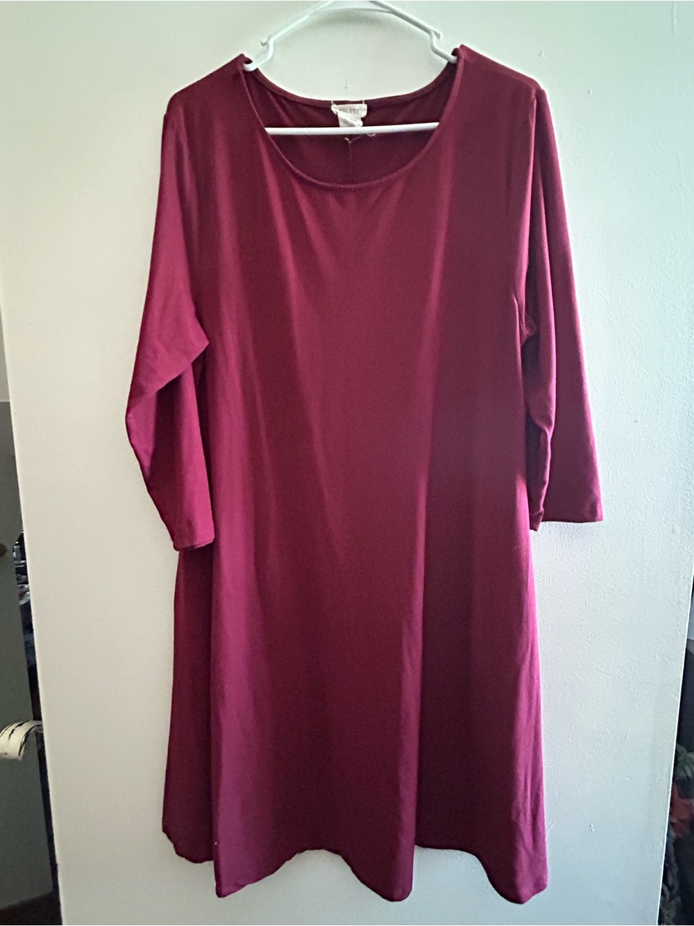 Yelete Women’s Long Sleeve Swing Dress - Burgundy